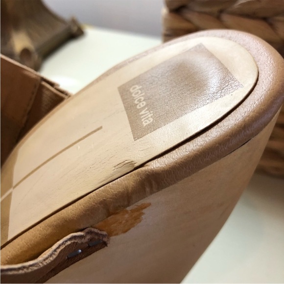 Dolce Vita Caramel Leather Mule Wood Heel Size 8.5 - Picture 5 of 9